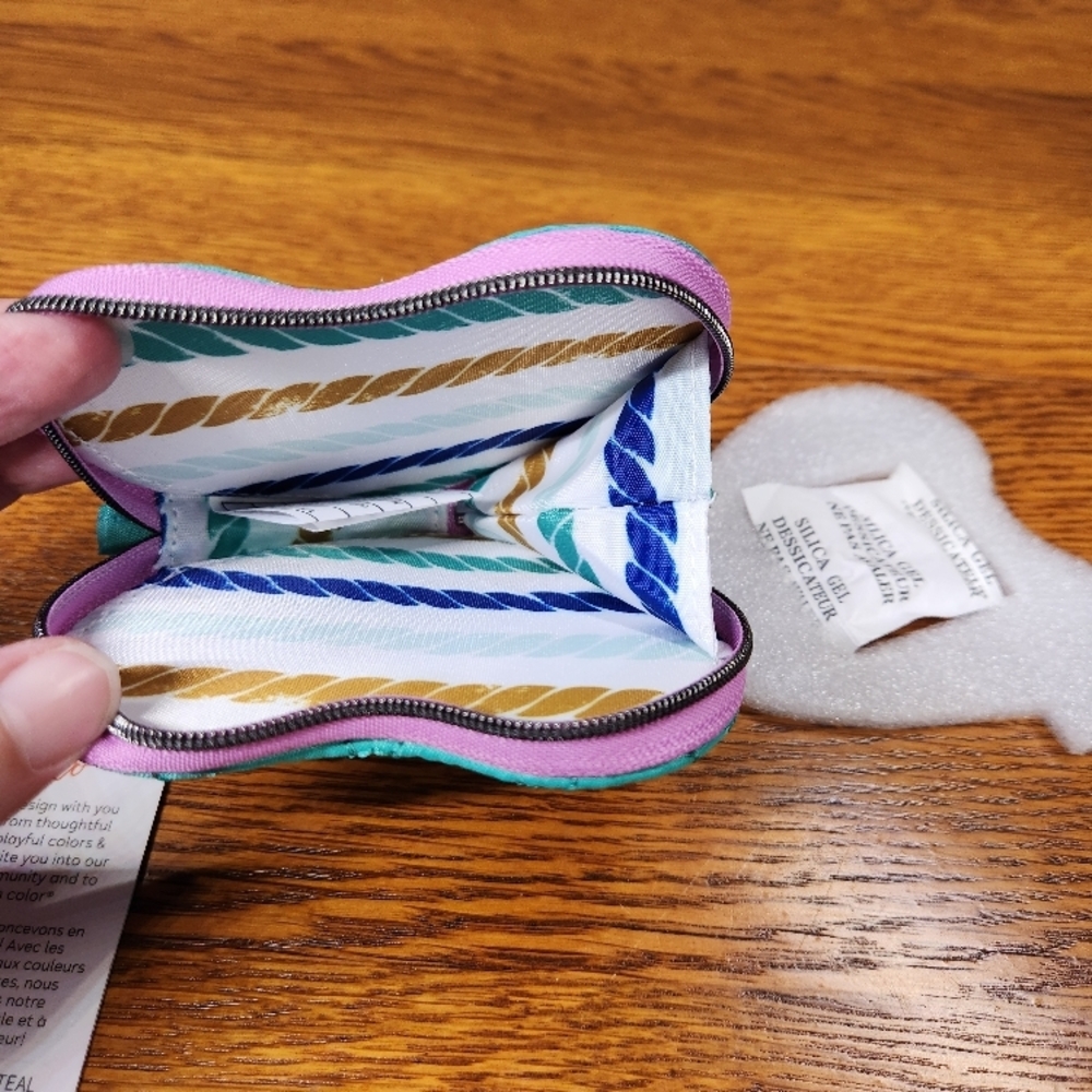 Lug Quilted Heart Coin Pouch in Teal - Picture 5 of 5